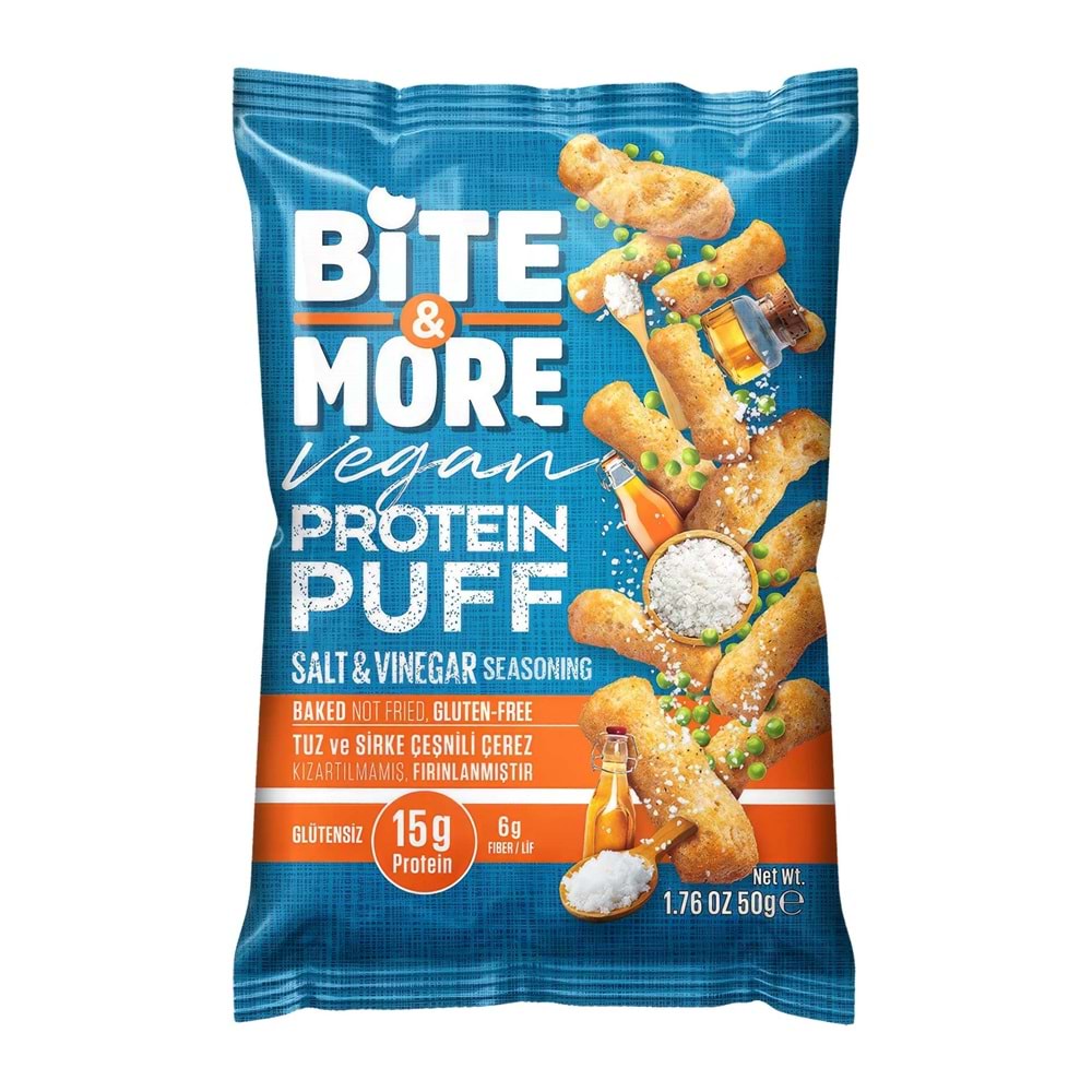 Bite More Proteinli Cips 50g Tuz ve Sirke