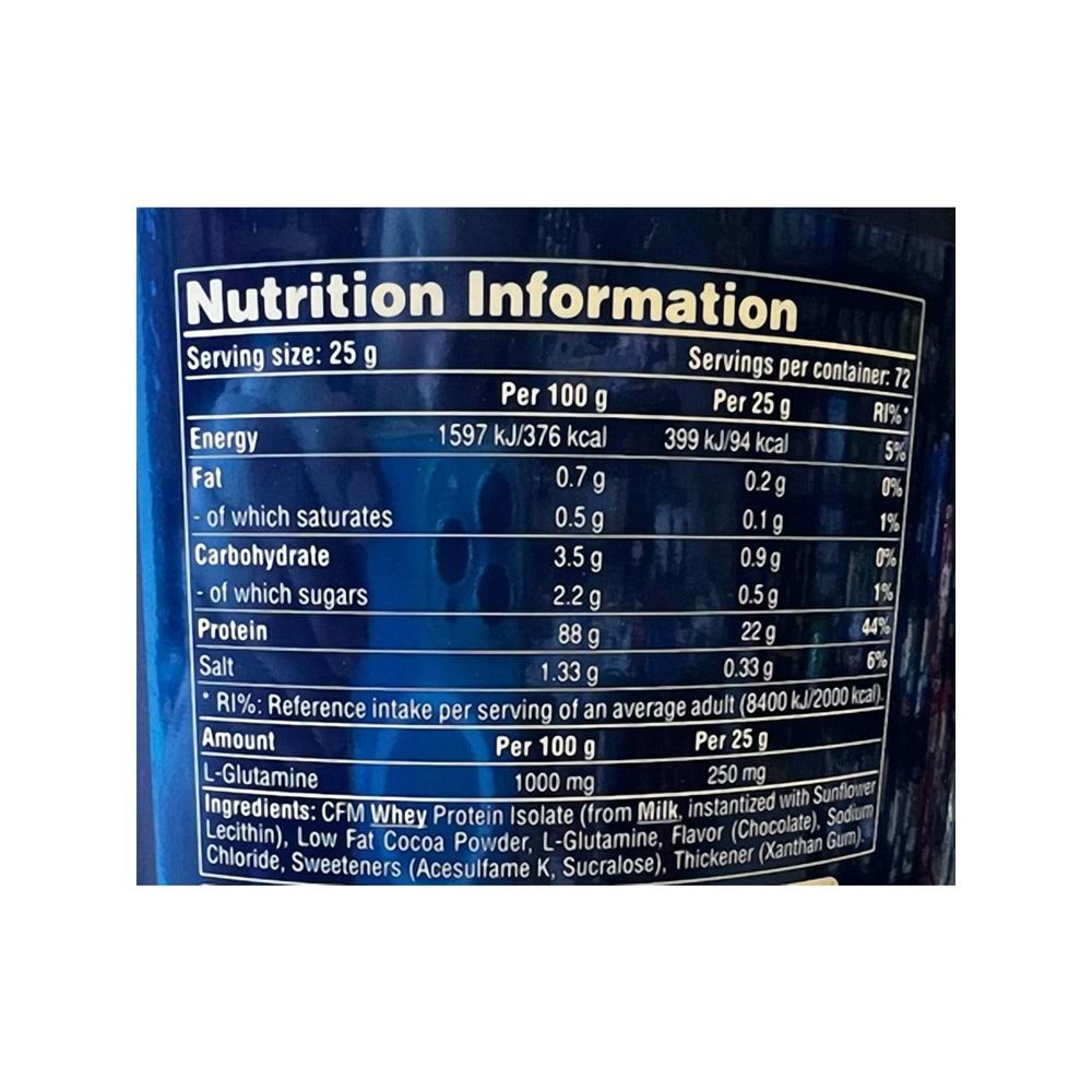 Galvanize Nutrition 100 Isolate Protein 1800 G 72 Servis Belçika Çikolatası