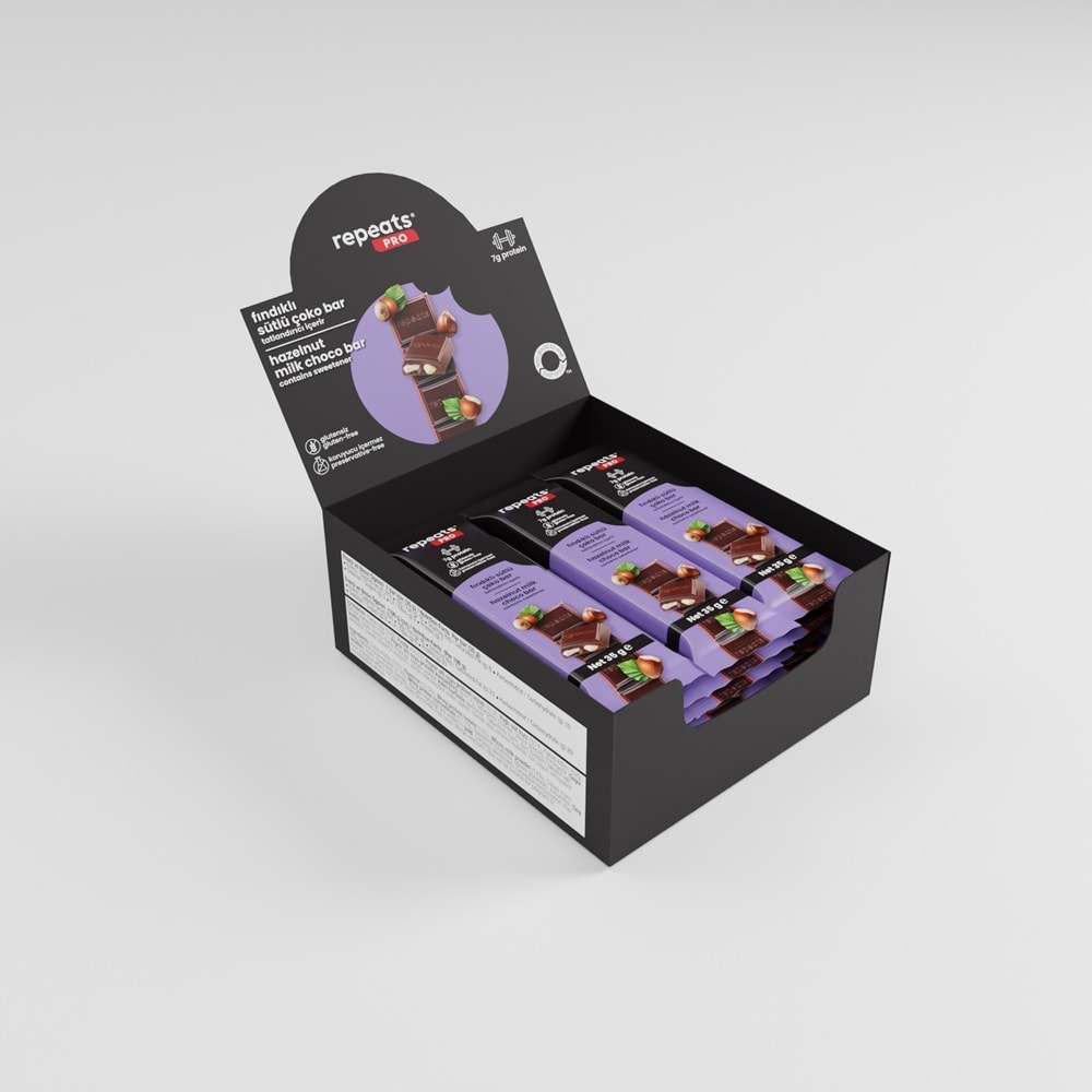 repeats Proteinli Fındıklı Sütlü Çoko Bar 35gr X 12 Adet