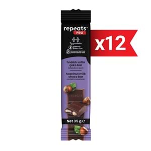 repeats Proteinli Fındıklı Sütlü Çoko Bar 35gr X 12 Adet