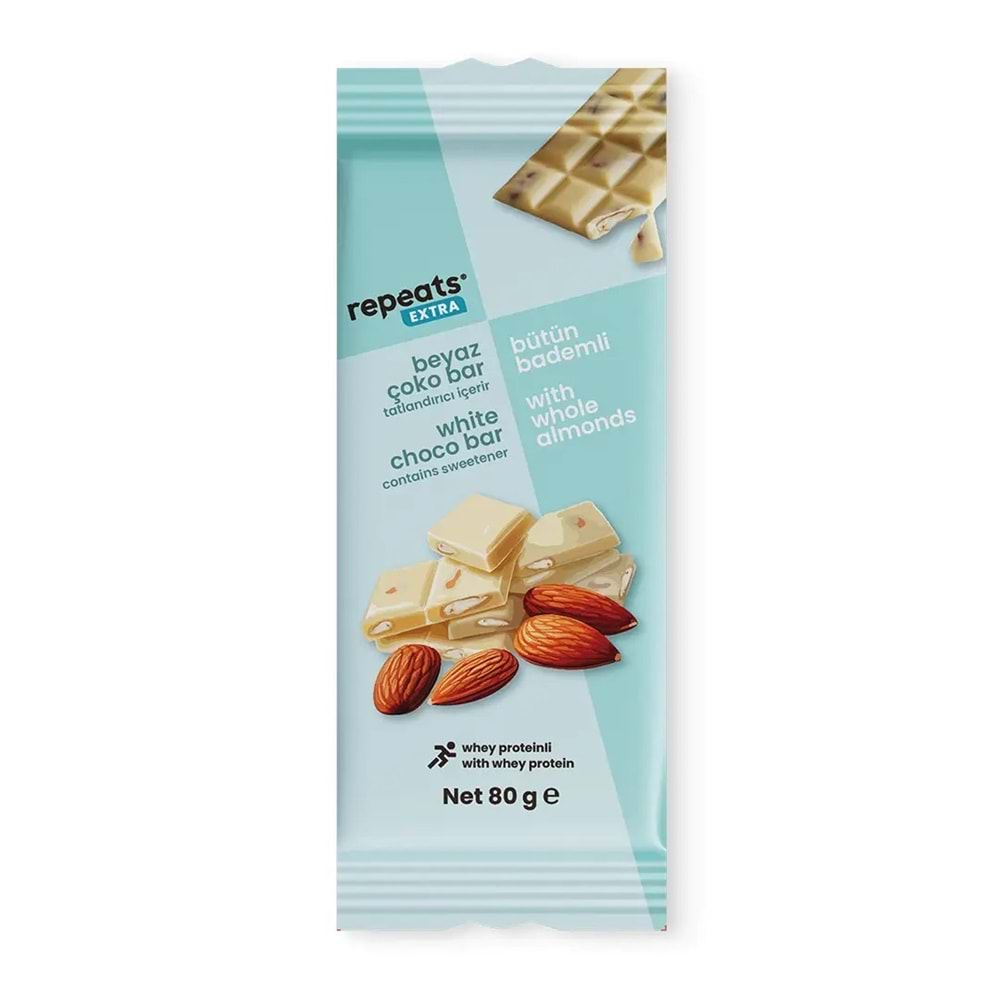 repeats Proteinli Bademli Beyaz Çoko Bar 80gr X 1 Adet