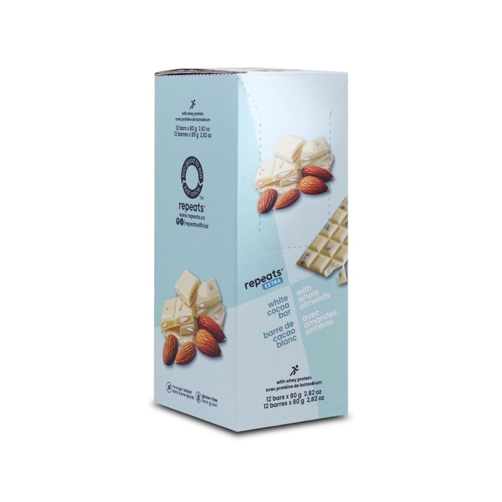 repeats Proteinli Bademli Beyaz Çoko Bar 80gr X 10 Adet