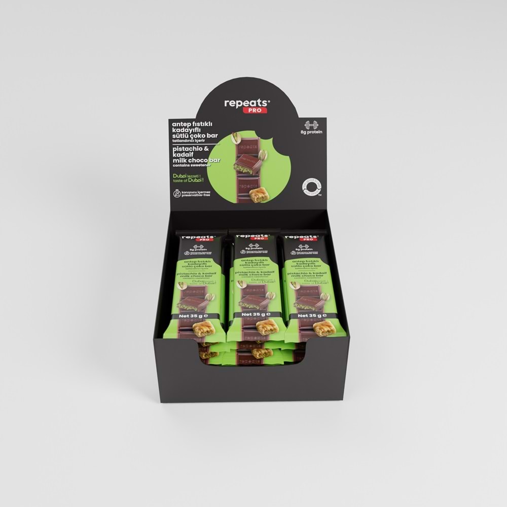 repeats Proteinli Antep Fıstıklı Çoko Bar 35gr X 12 Adet