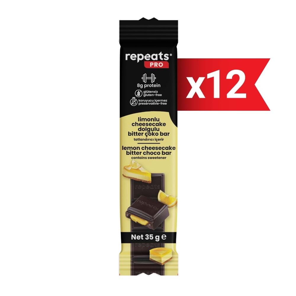repeats Proteinli Limonlu Cheesecake Çoko Bar 35gr X 12 Adet