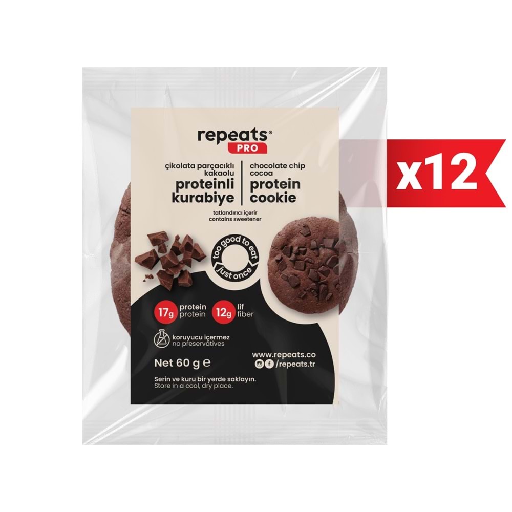 repeats proteinli kurabiye Kakaolu 12 X 60 G