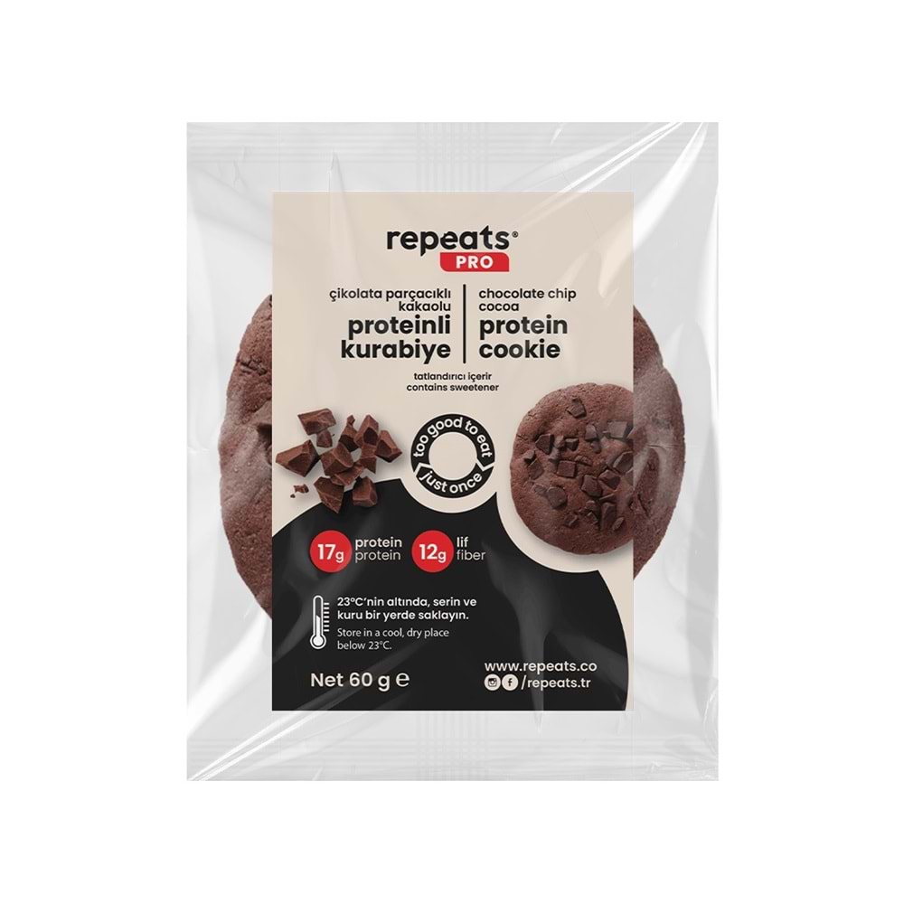 repeats proteinli kurabiye Kakaolu 60G x 1 Adet