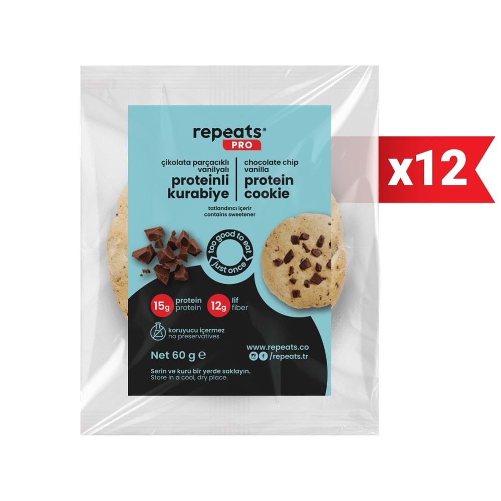 repeats proteinli kurabiye Vanilyalı 12 X 60 G