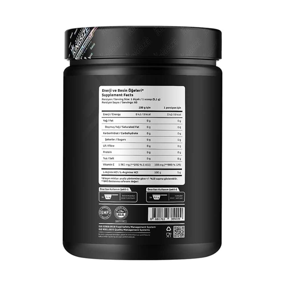 Kingsize Nutrition Arginine Powder AROMASIZ 306 G