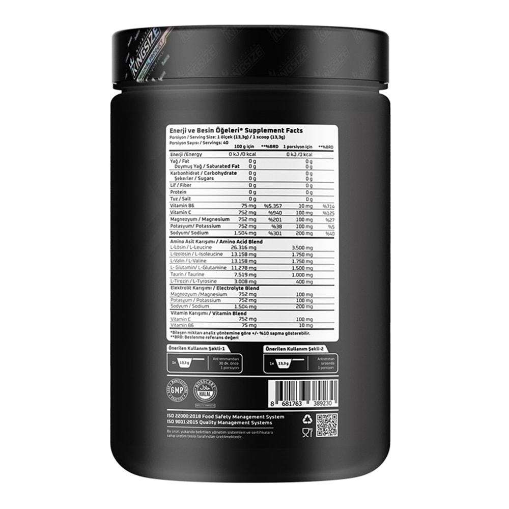 Kingsize Nutrition BCAA Complex Powder Portakal 532 G