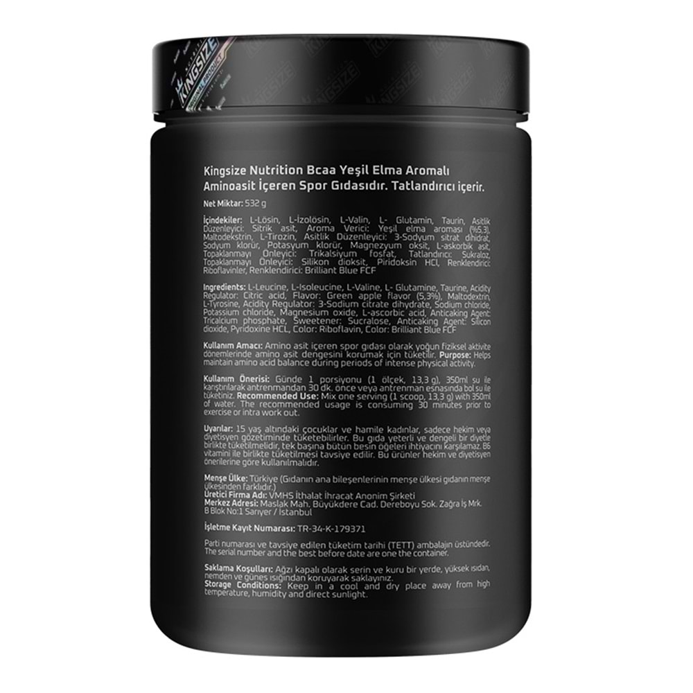 Kingsize Nutrition BCAA Complex Powder Y.Elma 532 G