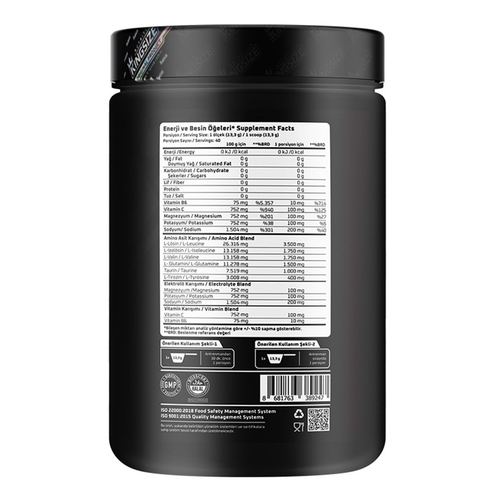 Kingsize Nutrition BCAA Complex Powder Y.Elma 532 G