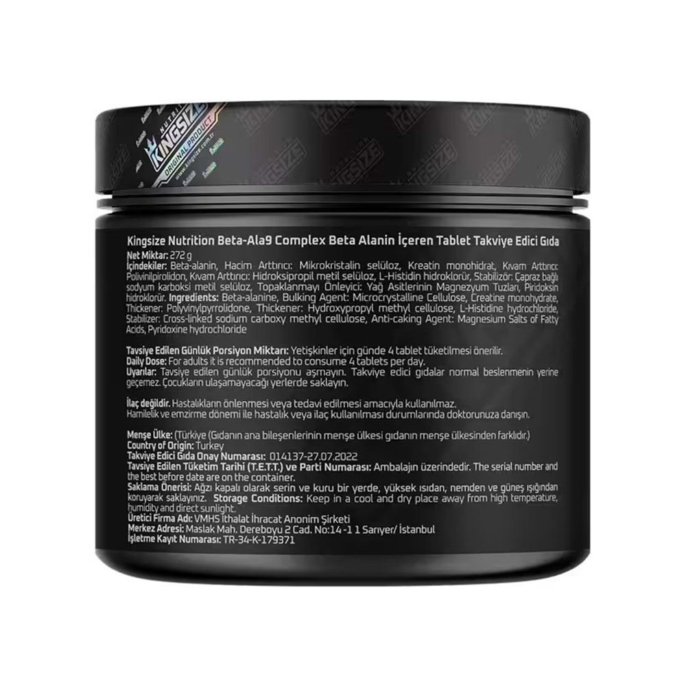 Kingsize Nutrition Beta Ala 9 Complex 160 Tablet