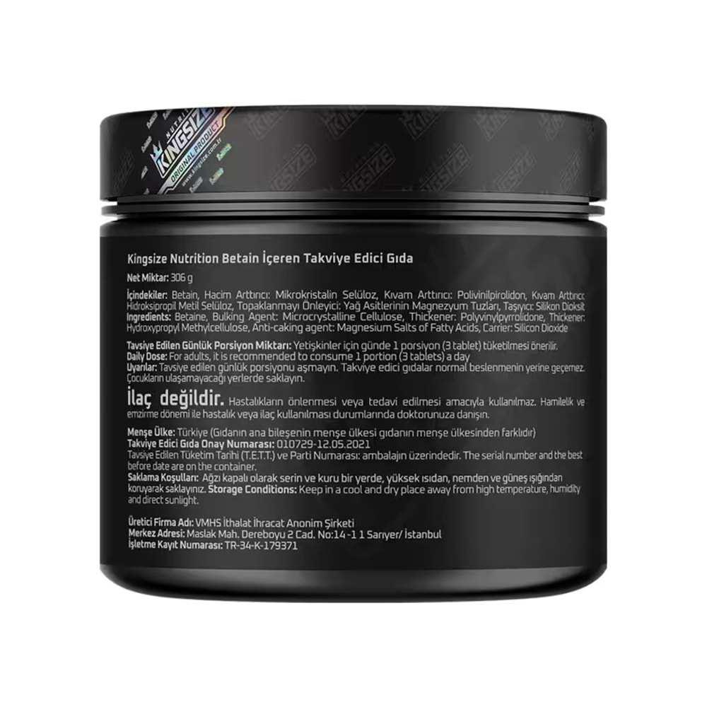 Kingsize Nutrition Betaine Anhydrous 180 Tablet