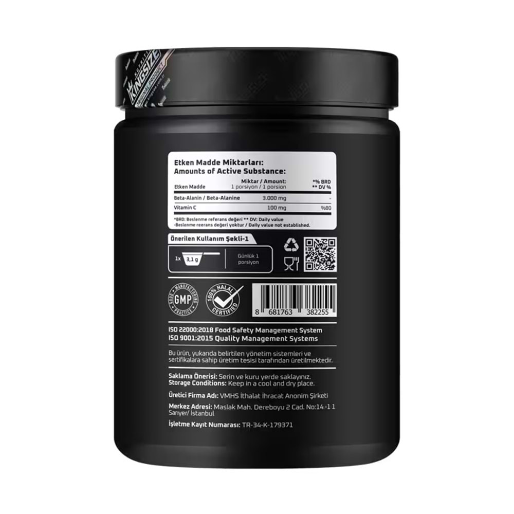 Kingsize Nutrition Beta Alanine Powder 515 Gr