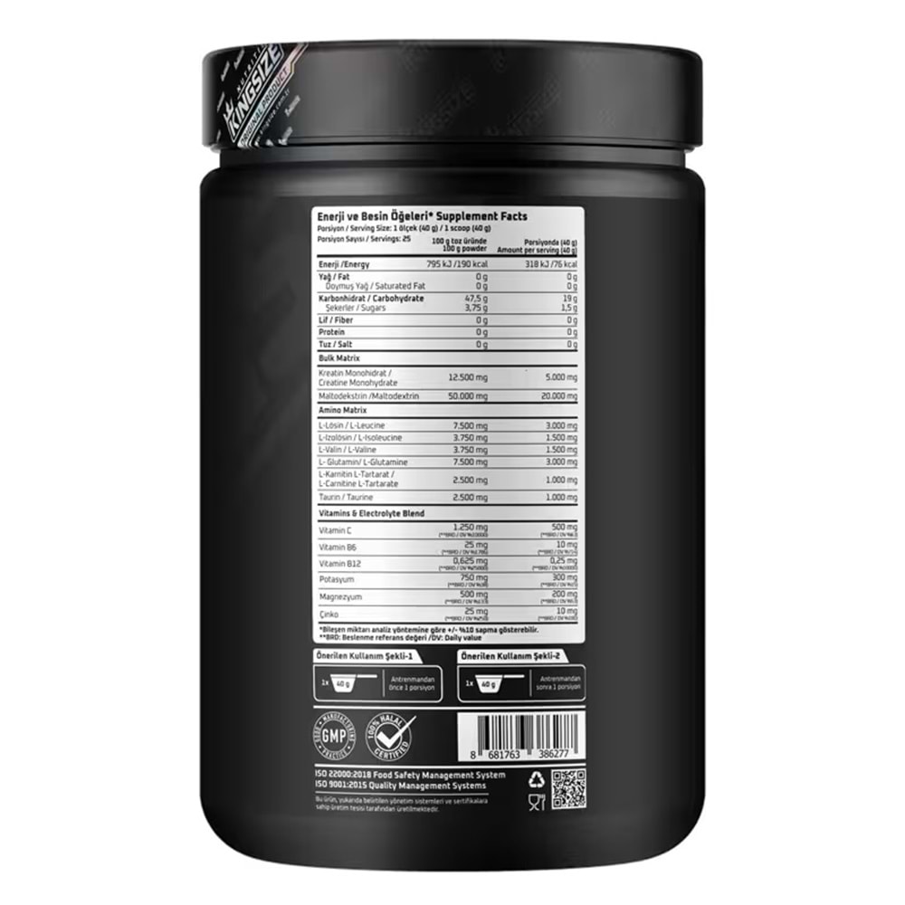 Kingsize Nutrition Crea Carb Tropikal Meyve 1000 G