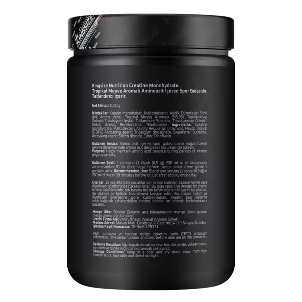 Kingsize Nutrition Creatine Powder Tropikal Meyve 1000 G