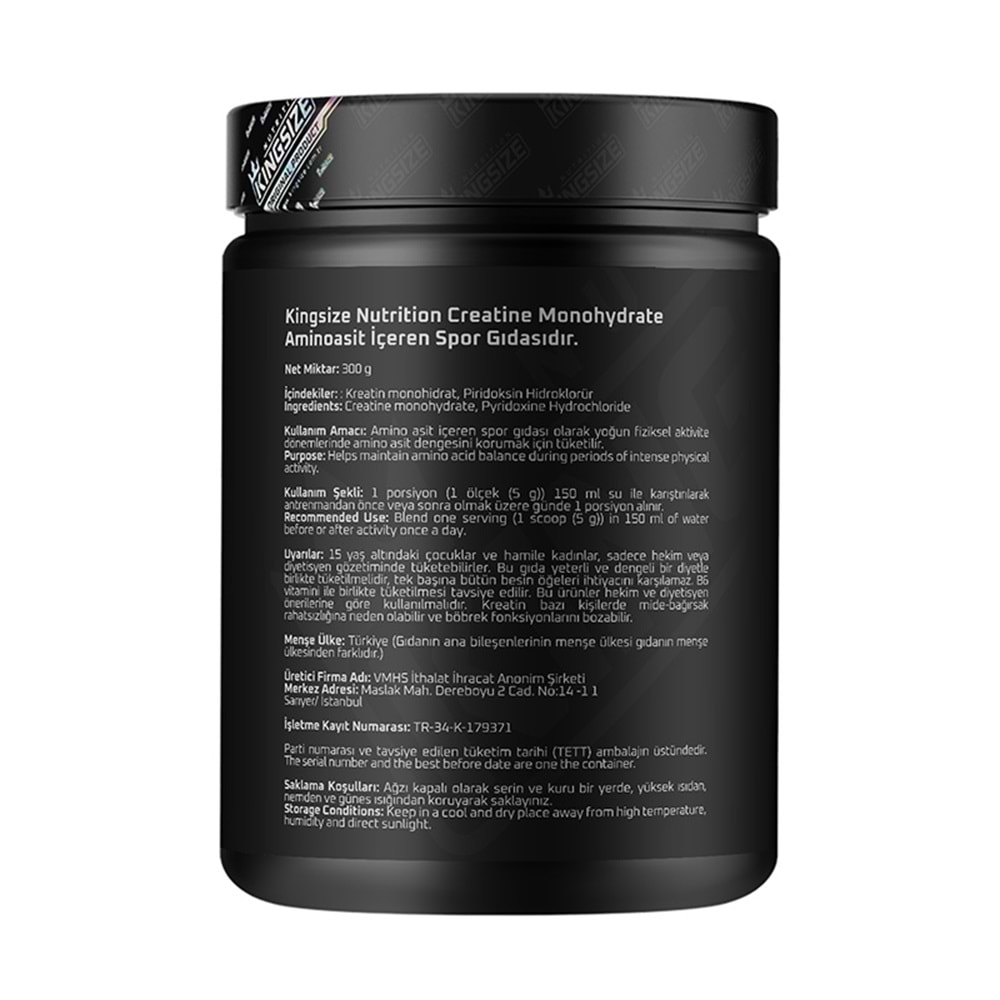 Kingsize Nutrition Creatine Powder Aromasız 300 G