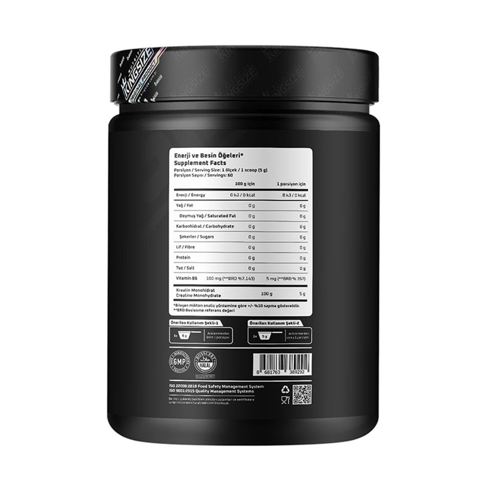 Kingsize Nutrition Creatine Powder Aromasız 300 G