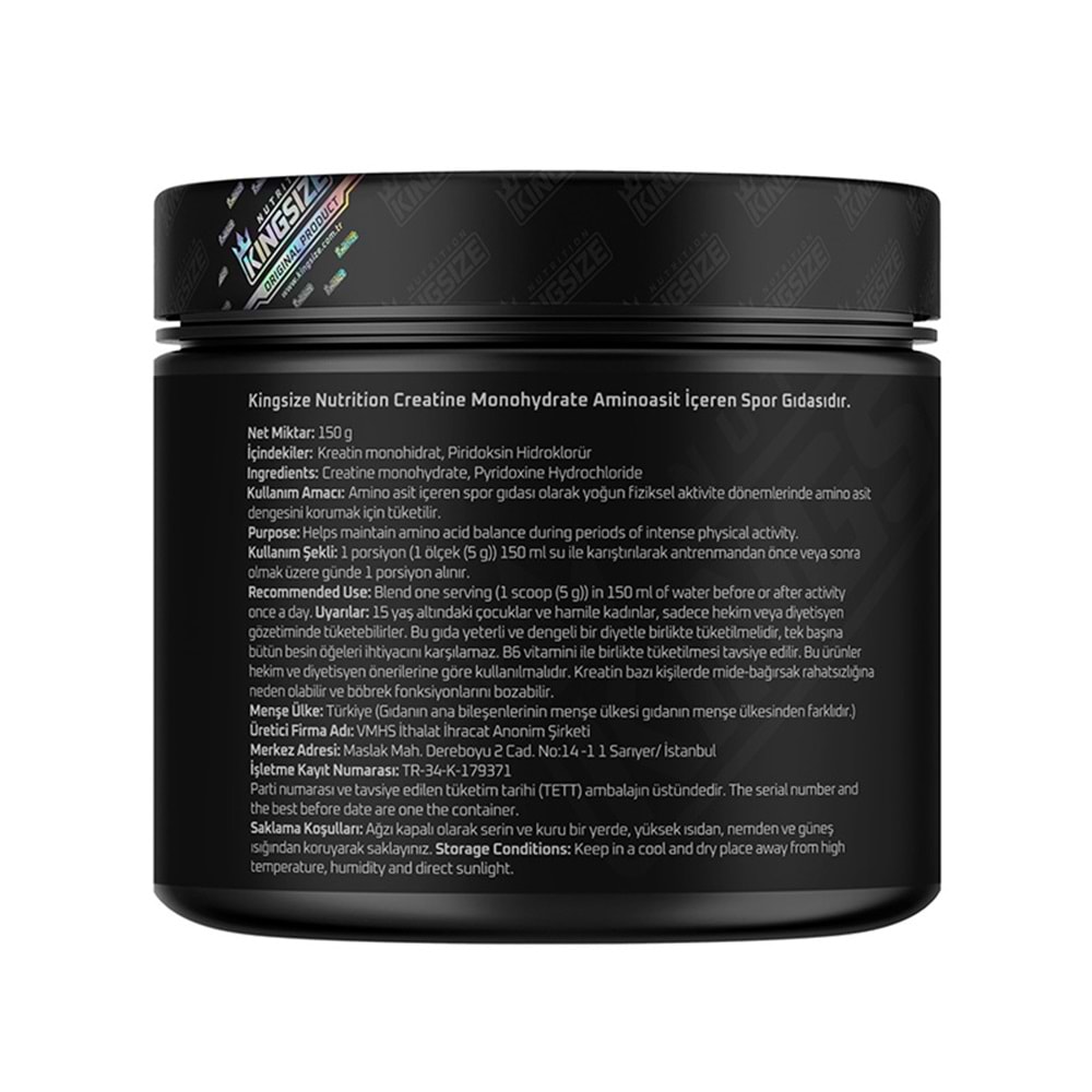 Kingsize Nutrition Creatine Powder Aromasız 150 G