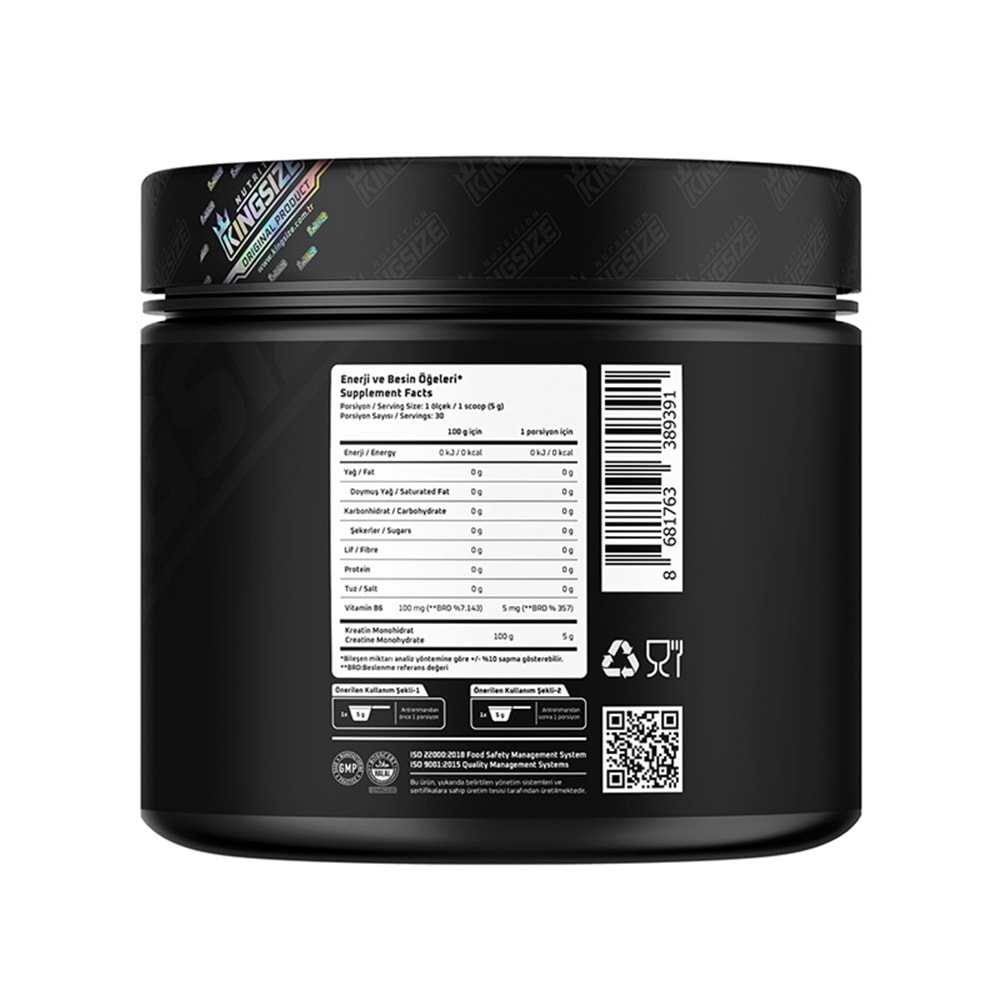 Kingsize Nutrition Creatine Powder Aromasız 150 G