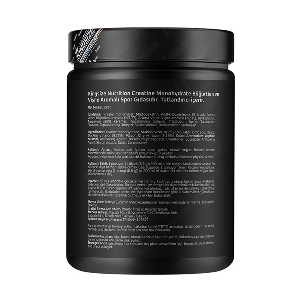 Kingsize Nutrition Creatine Powder Kırmızı Meyveler 390 G