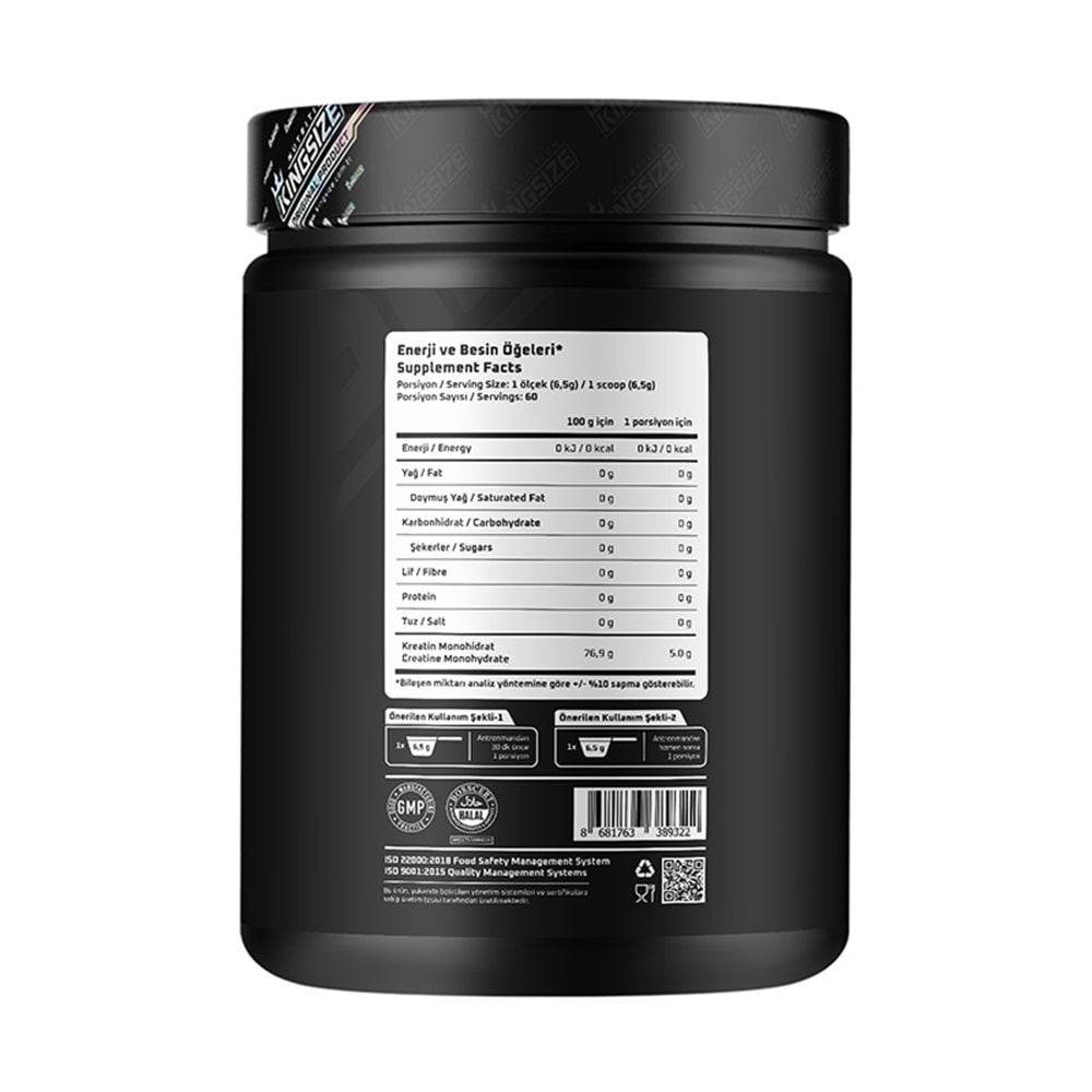 Kingsize Nutrition Creatine Powder Kırmızı Meyveler 390 G