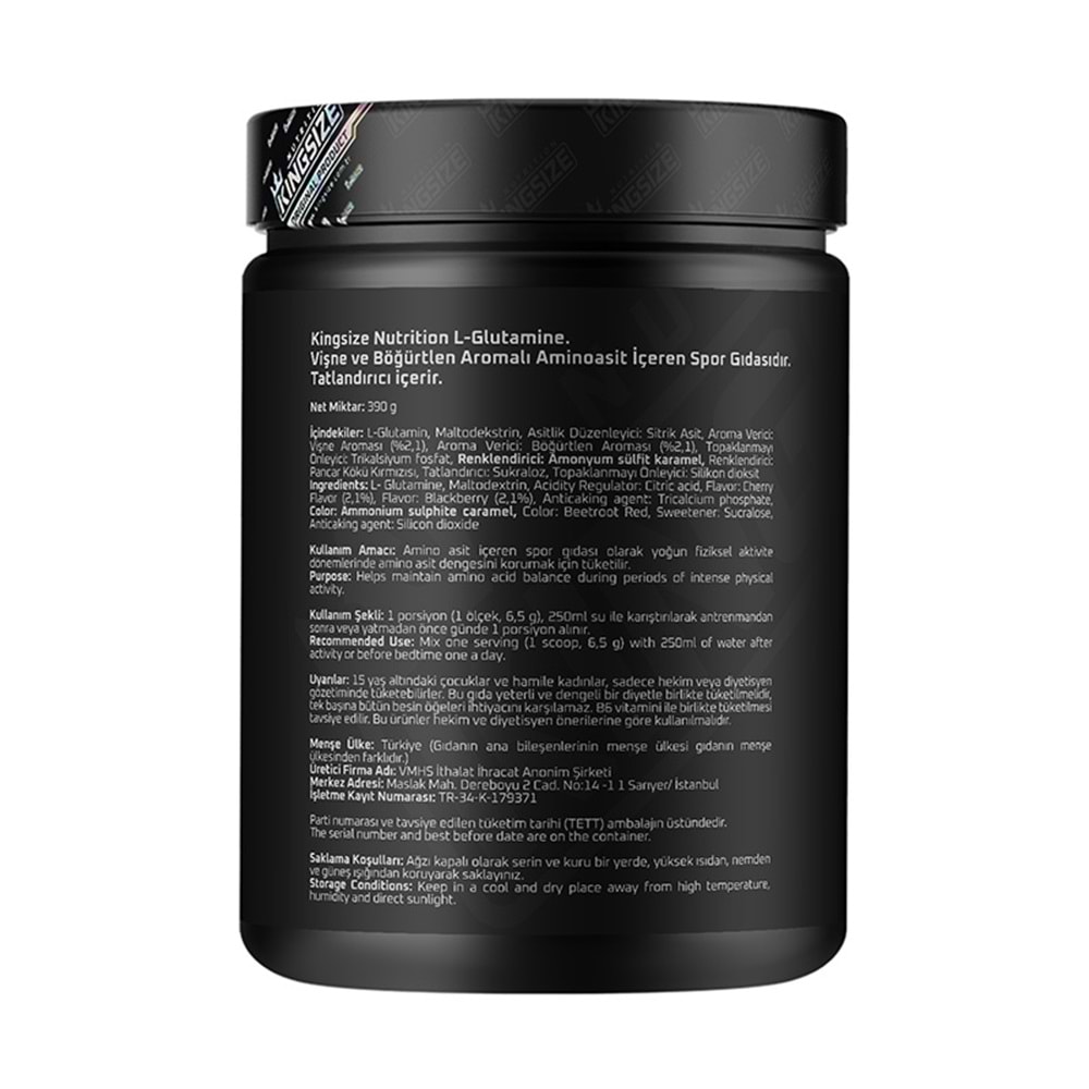 Kingsize Nutrition Glutamine Powder Kırmızı Meyveler 390 G