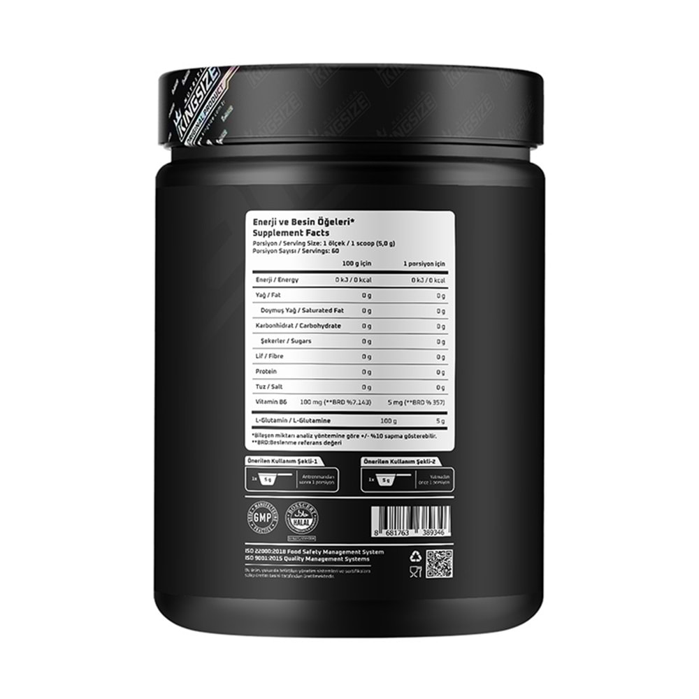 Kingsize Nutrition Glutamine Powder Aromasız 300 G