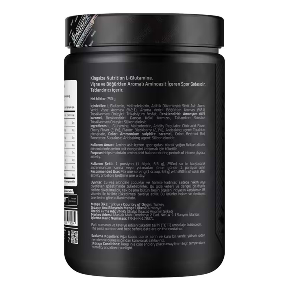 Kingsize Nutrition Glutamine Powder Kırmızı Meyveler 750 G