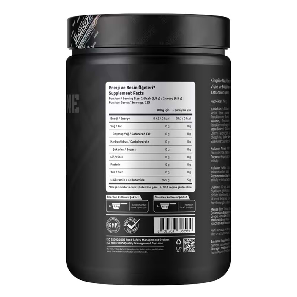 Kingsize Nutrition Glutamine Powder Kırmızı Meyveler 750 G