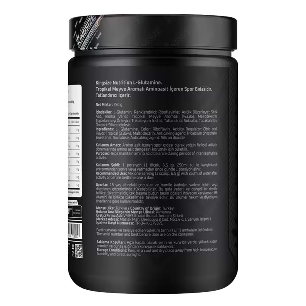 Kingsize Nutrition Glutamine Powder Tropical Meyve 750 G