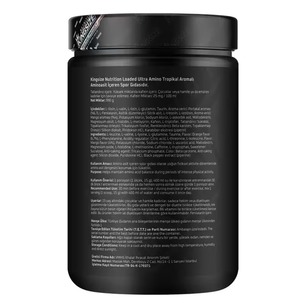 Kingsize Nutrition Loaded Ultra Amino-EAA Tropikal Meyve 990 G