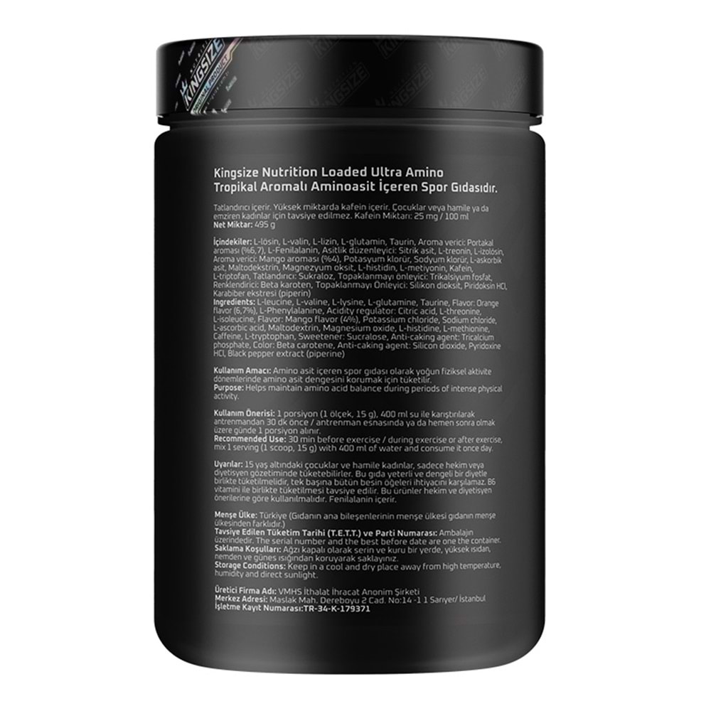 Kingsize Nutrition Loaded Ultra Amino-EAA Tropikal Meyve 532 G