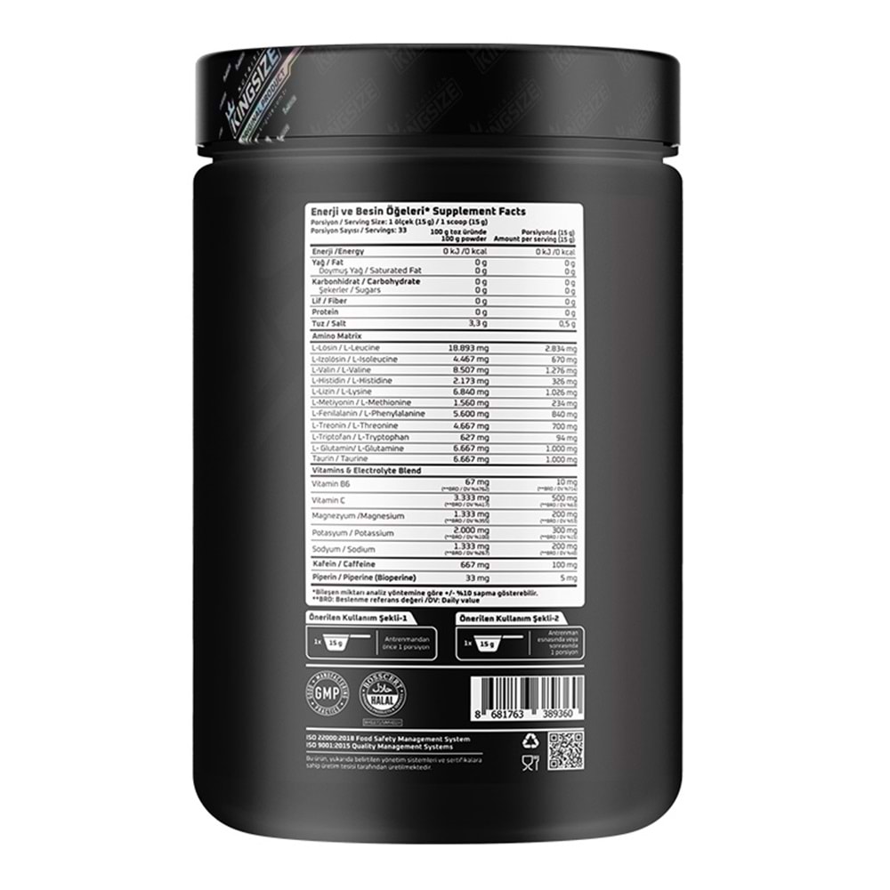 Kingsize Nutrition Loaded Ultra Amino-EAA Tropikal Meyve 532 G