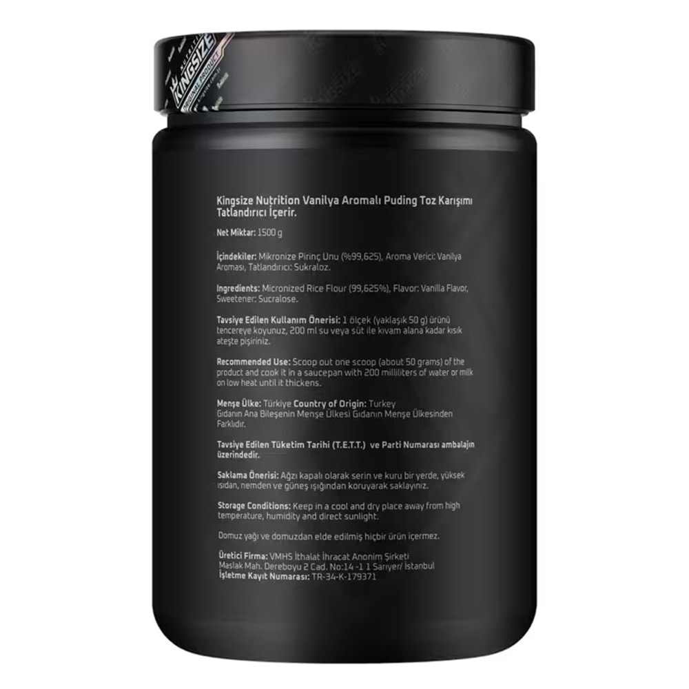 Kingsize Nutrition Rice Pudding Vanilya 1500 G