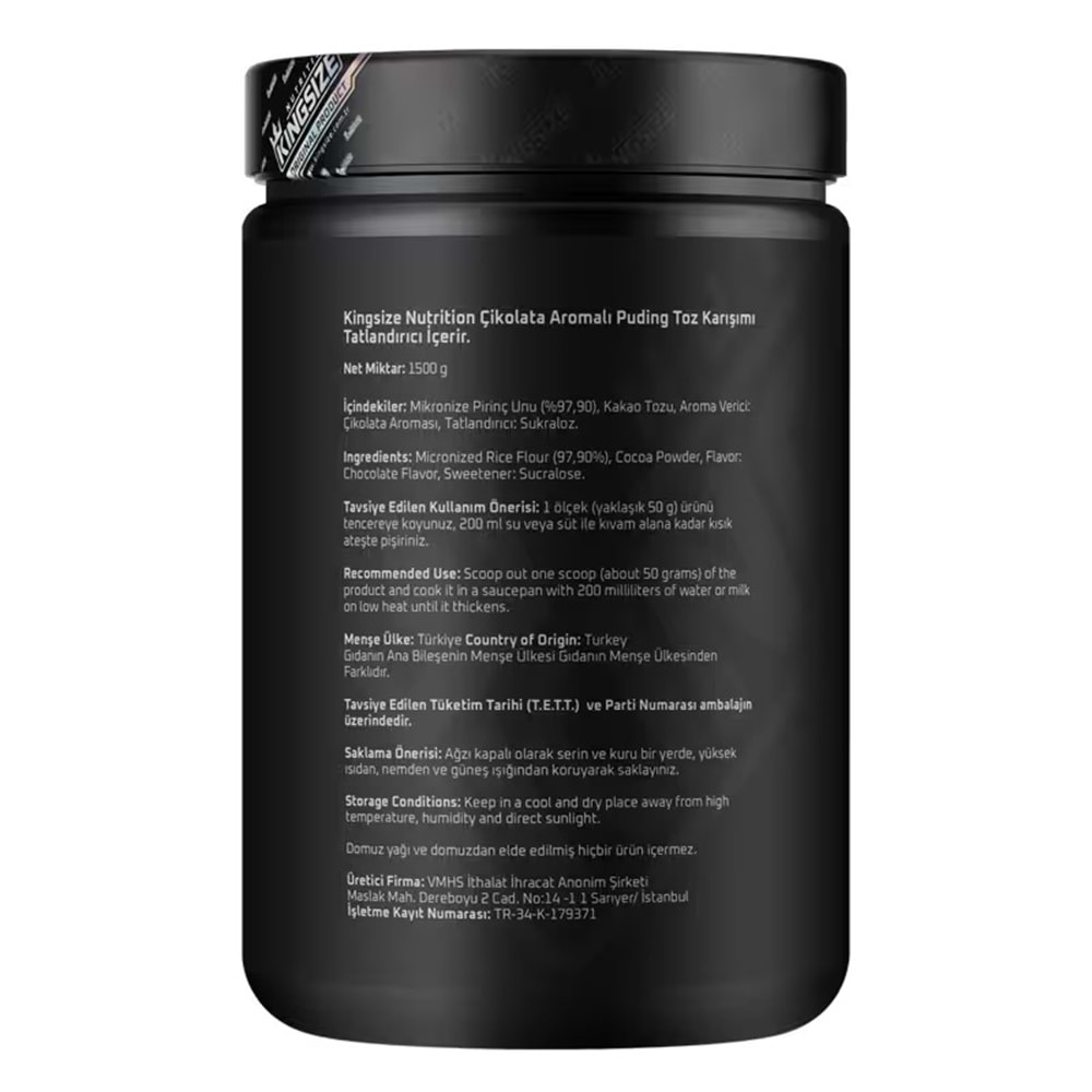 Kingsize Nutrition Rice Pudding Çikolata 1500 G